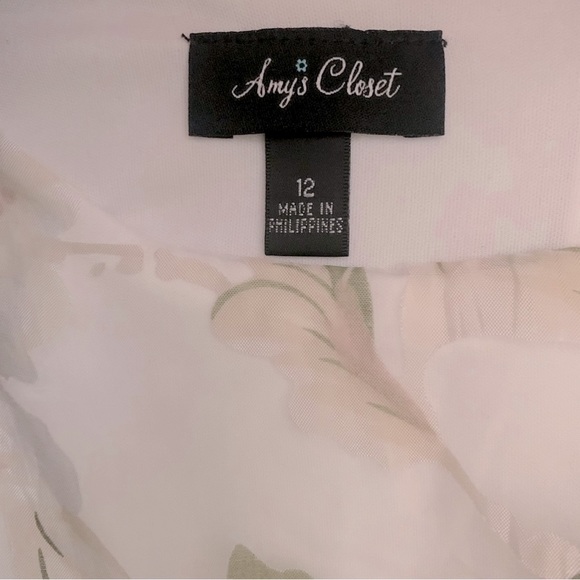 Amy’s Closet Formal White Floral Print Sleeveless A-Line Occasion Dress - Picture 7 of 7